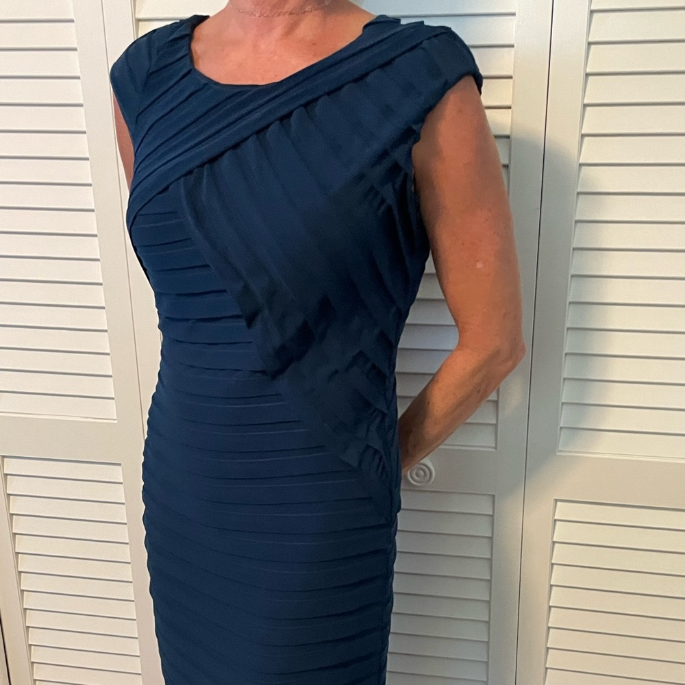 Striking Coldwater Creek royal blue banded dress, size 10.